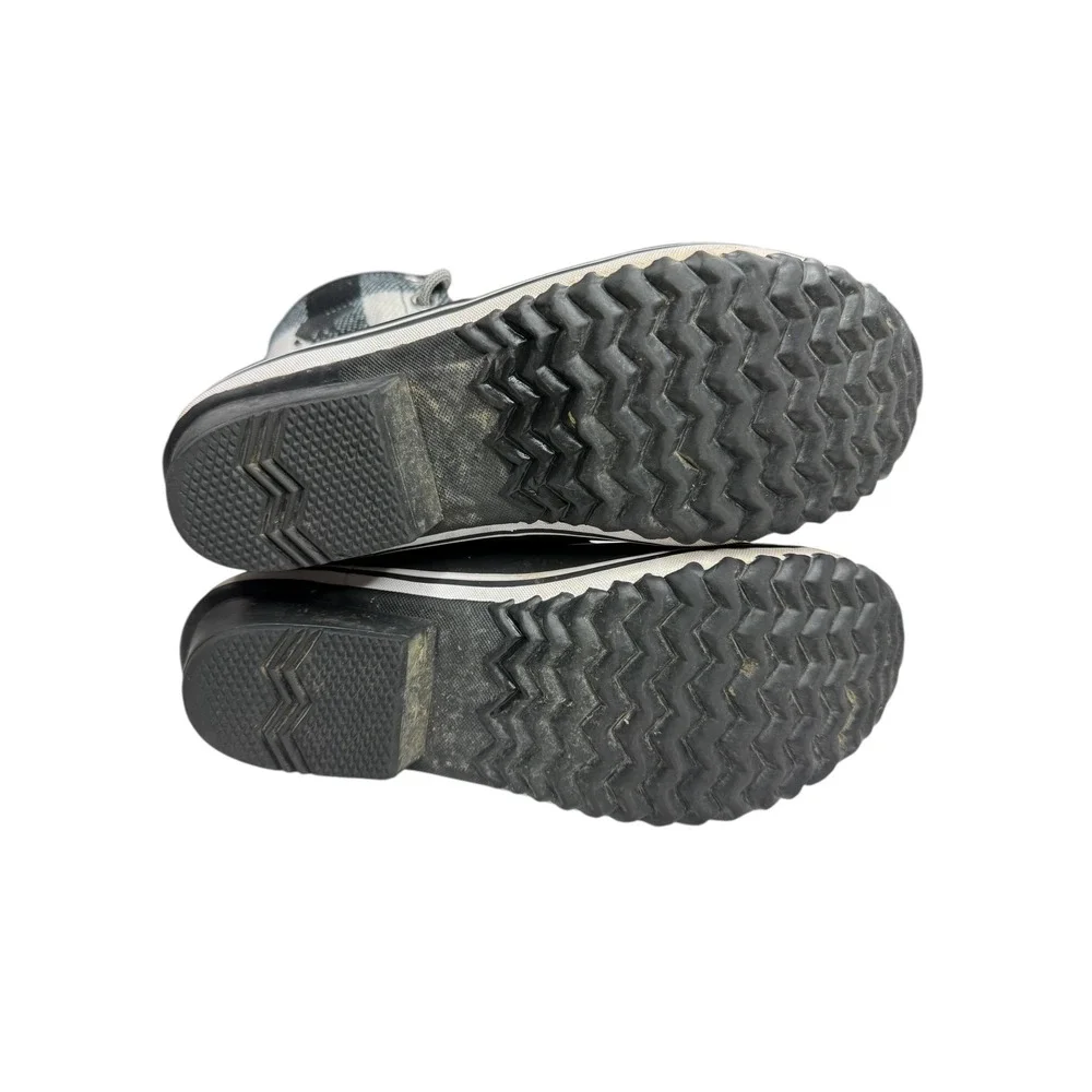 Sorel Womens Black White Buffalo Plaid‎ Waterproof Boots Duck Lace Up Size 9